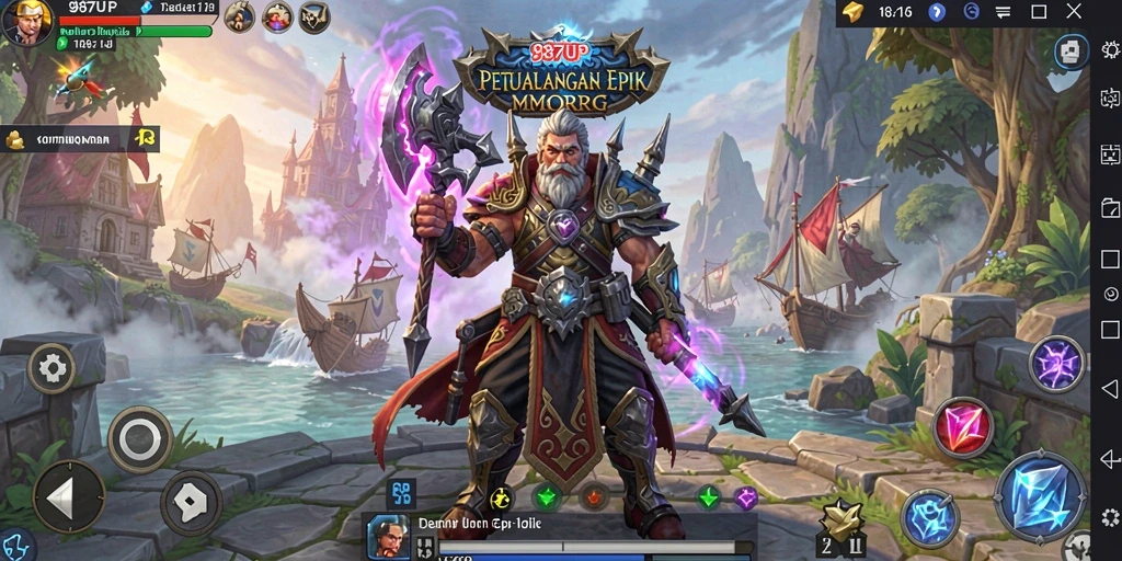 Screenshot utama 987UP, menampilkan aksi seru dalam permainan MMORPG.