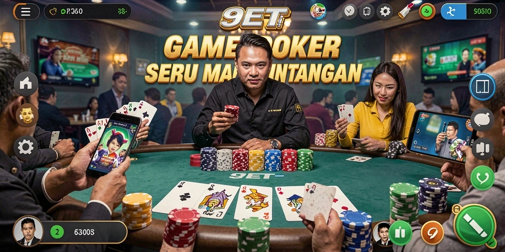 Gameplay Poker yang seru dan mendebarkan di 9ET.