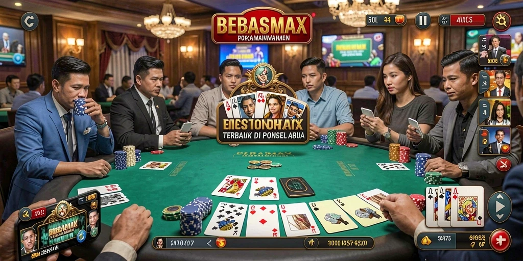 Tampilan gameplay Poker yang mendebarkan di BEBASMAX.