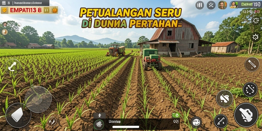 Screenshot menunjukkan aktivitas bertani yang seru di EMPATI138.