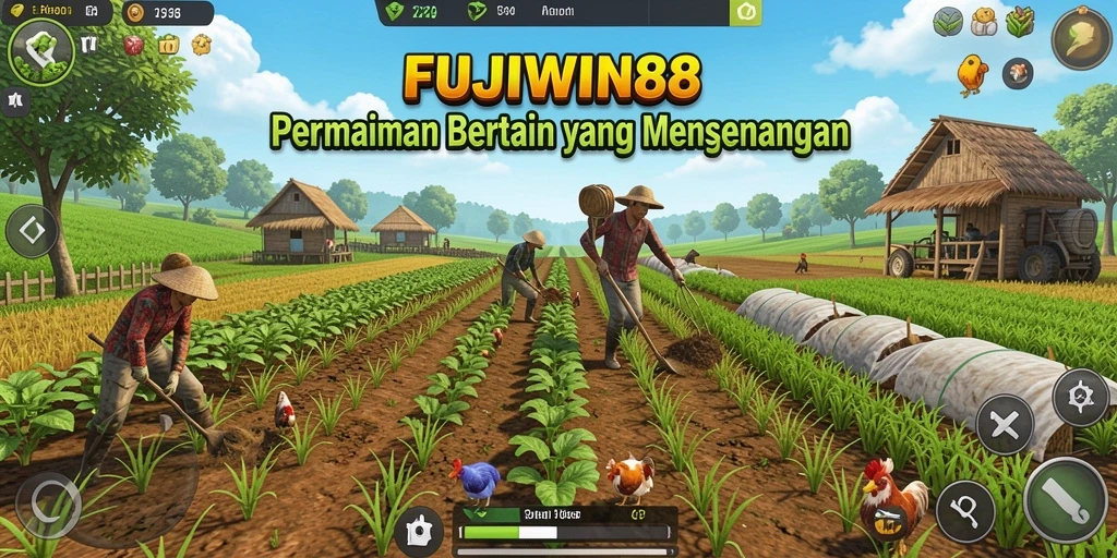 Tampilan screenshot gameplay FUJIWIN88 dengan pengelolaan kebun yang seru.