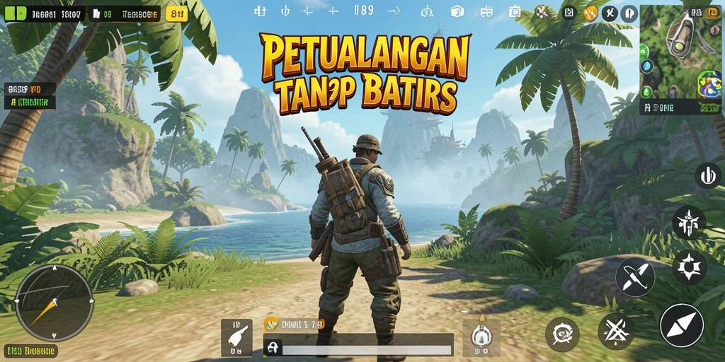 Screenshot gameplay H89 menampilkan petualangan di dunia terbuka.