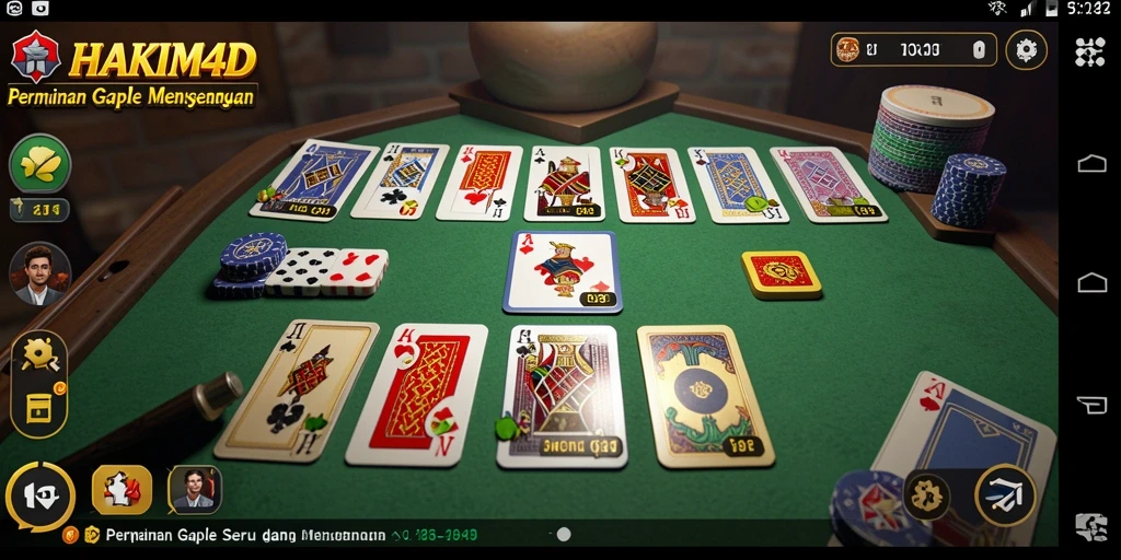 Screenshot HAKIM4D menampilkan gameplay Gaple yang seru dan interaktif.