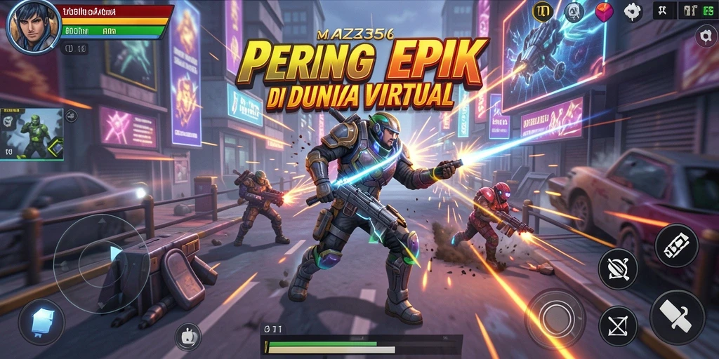 Screenshot gameplay MZ356 menunjukkan aksi pertempuran yang mendebarkan.