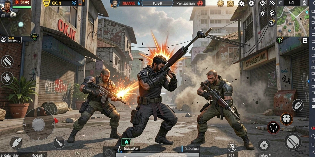 Tampilan aksi mendebarkan dalam gameplay OKJK yang intens.