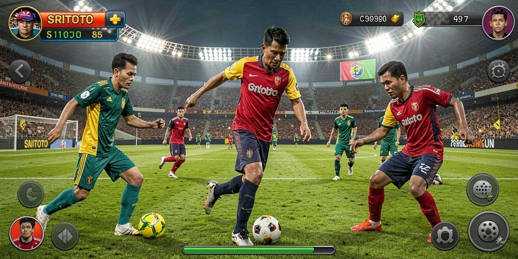 Screenshot gameplay SRITOTO menunjukkan aksi seru di lapangan.