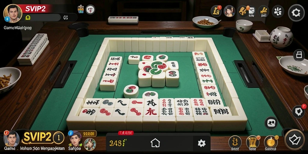 Screenshot gameplay SVIP2 yang menampilkan aksi Mahjong yang seru.