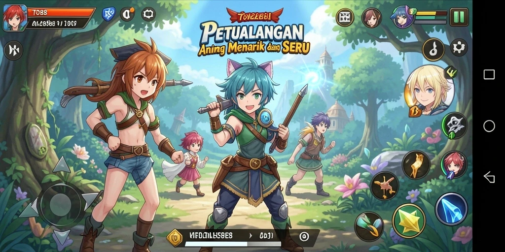 Screenshot menampilkan pemain dalam pertarungan epik di dunia anime.