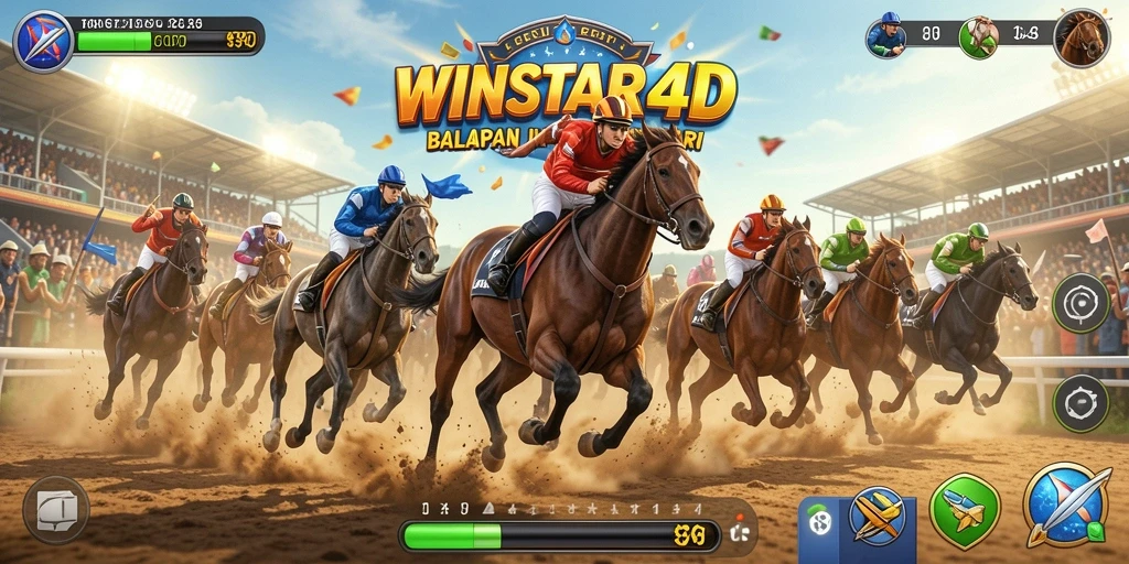 Tampilan gameplay balapan yang mendebarkan di WINSTAR4D.